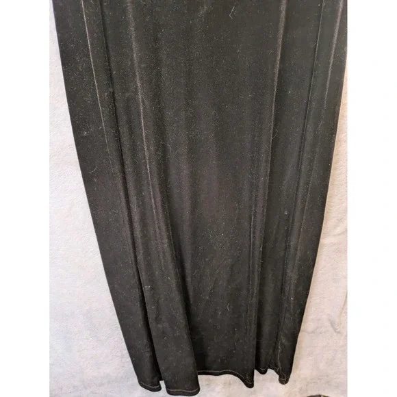 Helene Blake Women's Y2K Dark Brown Velvet Maxi Dress 90s Spaghetti Strap - Picture 3 of 8